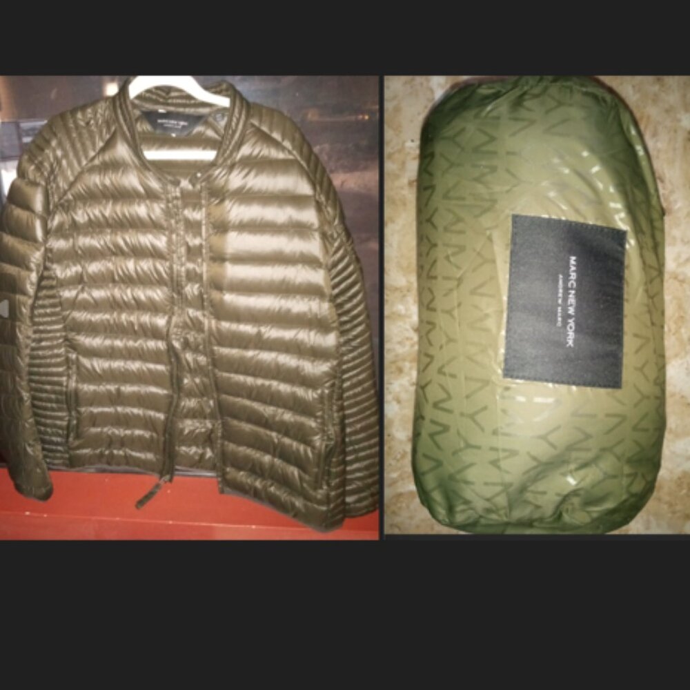 Marc New York Packable Puffer Jacket built in carry pouch